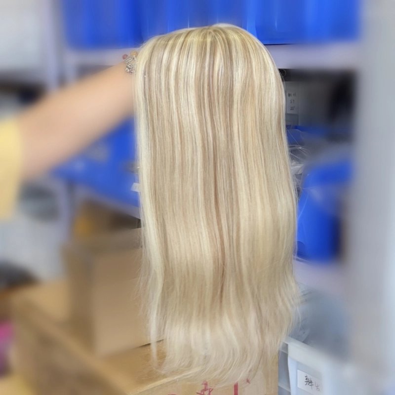 Blonde color Silk Top Wig straight hair jewish sheitel YR0016